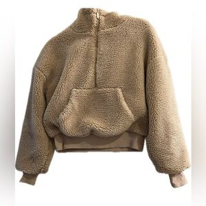 ALO Teddy Cropped Half Zip Hoodie